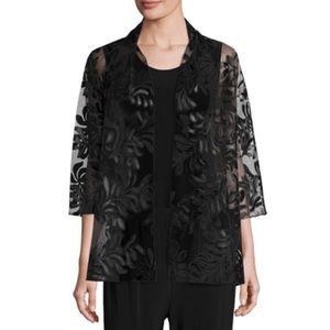 Caroline Rose 3/4-Sleeve Leather Leaf Mesh Jacket
